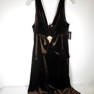 Jessica Howard Brown Velvet 14 Dress Sleeveless Cocktail Party Evening Stretch